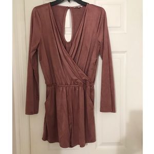 Long sleeve suade romper